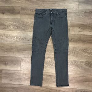 Zanerobe Scrambler Biker Moto Denim Jeans Grey Washed Button Fly Size 34